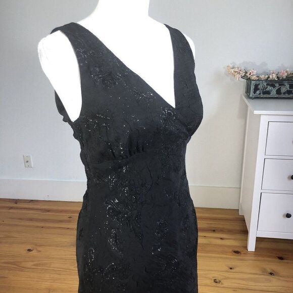 New Faith Love Passion Dress 9 Black Sparkle Surplice Sleeveless Sheath Cocktail - Picture 6 of 12